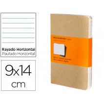 LIBRETA MOLESKINE TAPA DURA RAYADO HORIZONTAL 64 HOJAS 16 HOJAS DESMONTABLES COLOR KRAFTPACK DE 3 UN