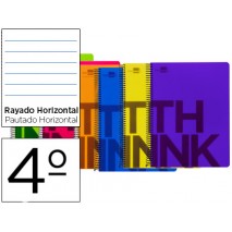 BLOC ESPIRAL LIDERPAPEL CUARTO THINK TAPA POLIPROPILE NO 80 HO 80G HORIZONTAL CON MARGEN 6 COLORES S