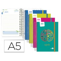 AGENDA ESCOLAR LIDERPAPEL 15-16 CLASSIC DIN-A5 ESPAÑOL INGLES UN DIA PAGINA ESPIRAL CIERRE CON GOMA