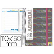 AGENDA ESCOLAR LIDERPAPEL 15-16 COLLEGE MINI EN PORTUGUES UN DIA PAGINA POLIPROPILENO PERSONALIZABLE