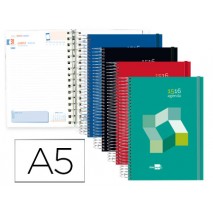 AGENDA ESCOLAR LIDERPAPEL 15-16 COLLEGE DIN-A5 ESPAÑOL INGLES UN DIA PAGINA CARTON FORRADO ESPIRAL C