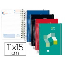 AGENDA ESCOLAR LIDERPAPEL 15-16 COLLEGE MINI ESPAÑOL INGLES UN DIA PAGINA CARTON FORRADO ESPIRAL CIE