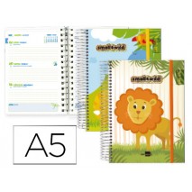 AGENDA ESCOLAR LIDERPAPEL 15-16 FANTASIA DIN-A5 ESPAÑOL INGLES 70 HOJAS SMALL&WILD TAPA FORRADA