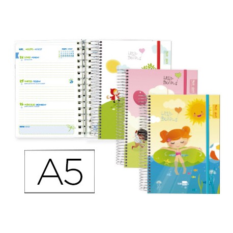 AGENDA ESCOLAR LIDERPAPEL 15-16 FANTASIA DIN-A5 ESPAÑOL INGLES 70 HOJAS LITTLE DOLLIES TAPA FORRADA