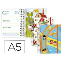 AGENDA ESCOLAR LIDERPAPEL 15-16 FANTASIA DIN-A5 ESPAÑOL INGLES 70 HOJAS FRIENDS&FUN TAPA FORRADA
