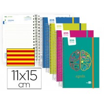 AGENDA ESCOLAR LIDERPAPEL 15-16 CLASSIC MINI CATALAN UN DIA PAGINA ESPIRAL CIERRE CON GOMA