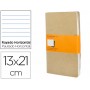 LIBRETA MOLESKINE TAPA DURA RAYADO HORIZONTAL 80 HOJAS 16 HOJAS DESMONTABLES COLOR KRAFTPACK DE 3 UN