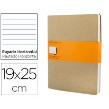 LIBRETA MOLESKINE TAPA DURA RAYADO HORIZONTAL 120 HOJAS 16HOJAS DESMONTABLES COLOR KRAFTPACK DE 3 UN