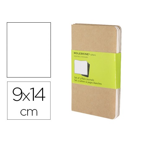 LIBRETA MOLESKINE TAPA DURA LISO 64 HOJAS CON 16 HOJAS DESMONTABLES COLOR KRAFT PACK DE 3 UNIDADES 9