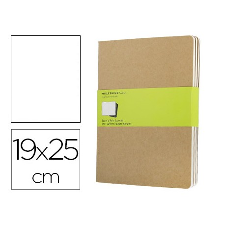 LIBRETA MOLESKINE TAPA DURA LISO 120 HOJAS CON 16 HOJAS DESMONTABLES COLOR KRAFT PACK DE 3 UNIDADES