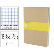 LIBRETA MOLESKINE TAPA DURA CUADRO 5 MM 120 HOJAS CON 16 HOJAS DESMONTABLES COLOR KRAFTPACK DE 3 UNI