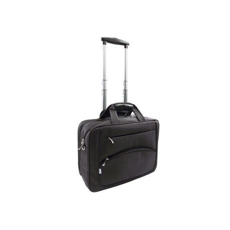 MALETIN PARA PORTAIL Q-CONNECT 16" NEGRO 1 ASA 2 BOLSILLOS EXTERIORES Y RUEDAS MEDIDAS 410X325X150 M