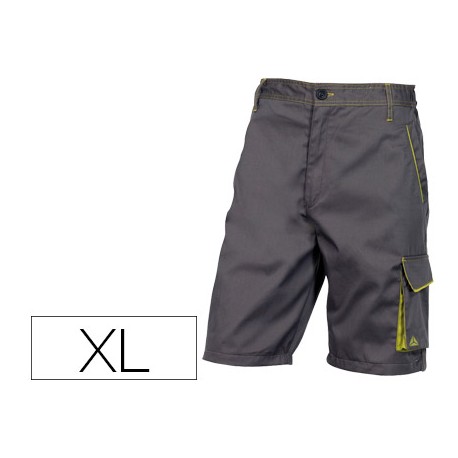 PANTALON DE TRABAJO DELTAPLUS BERMUDA CINTURA AJUSTABLE 5 BOLSILLOS COLOR GRIS VERDE TALLA XL