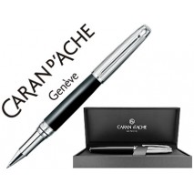 ROLLER CARAN D'ACHE LEMAN BICOLOR LACA CHINA NEGRA CAPUCHON Y ADORNOS PLATEADOS RODIADOS CON ESTUCHE