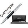 ROLLER CARAN D'ACHE LEMAN BICOLOR LACA CHINA NEGRA CAPUCHON Y ADORNOS PLATEADOS RODIADOS CON ESTUCHE