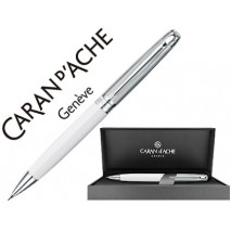 PORTAMINAS CARAN D'ACHE LEMAN BICOLOR 0,7 MM LACA CHINA BLANCA CAPUCHON Y ADORNOS PLATEADOS RODIADOS