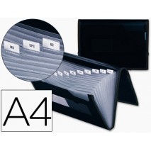 CARPETA LIDERPAPEL CLASIFICADORA FUELLE POLIPROPILENO DIN A4 NEGRA CON RIBETE NEGRO 13 DEPARTAMEN