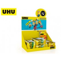 EXPOSITOR UHU MINIONS MULTIPRODUCTO CONTENIDO: 24 BARRAS 8 GR - 24 BARRAS 21 GR - 12 BARRAS 40 GR -