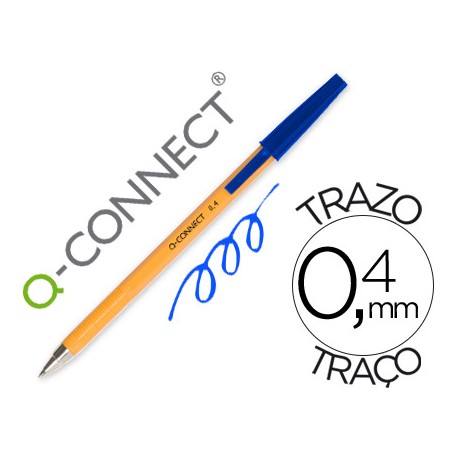 BOLIGRAFO NARANJA Q-CONNECT AZUL FINO