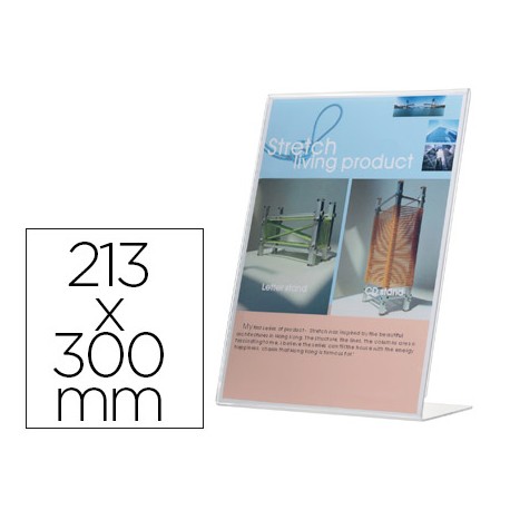 EXPOSITOR SOBREMESA Q-CONNECT CON FORMA DE L METACRILATO TAMAÑO 213X300 MM