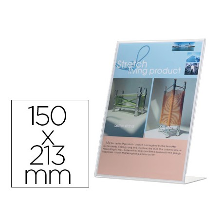 EXPOSITOR SOBREMESA Q-CONNECT CON FORMA DE L METACRILATO TAMAÑO 150X213 MM