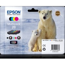 PACK EPSON 26XP 600 / 605 / 700 / 800 AMARILLO CIAN MAGENTA NEGRO -300 PAG-