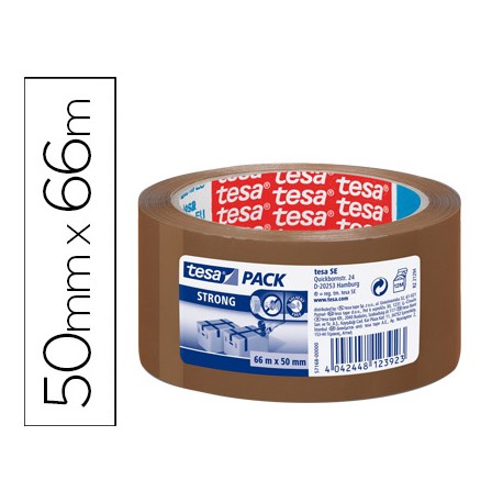 CINTA ADHESIVA TESA MARRON STRONG 66 MT X 50 MM PARA EMBALAJE BAJO RUIDO
