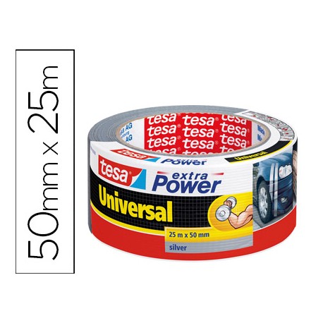 CINTA ADHESIVA TESA AMERICANA 25 MT X 50 MM EXTRA POWER COLOR PLATA