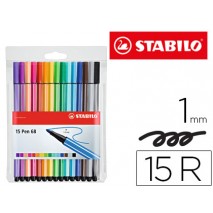ROTULADOR STABILO ACUARELABLE PEN 68 ESTUCHE DE 15 COLORES SURTIDOS