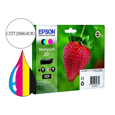 INK-JET EPSON HOME 29 T2986 XP435/330/235 MULTIPACK 4 COLORES NEGRO/AMARILLO/CIAN/MAGENTA
