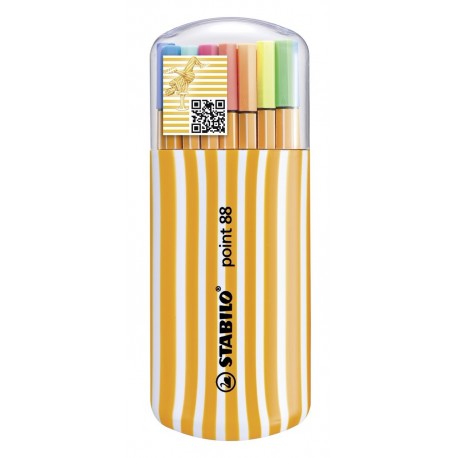 ROTULADOR STABILO PUNTA DE FIBRA POINT 88 ZEBRUI ESTUCHE DE 20 COLORES SURTIDOS