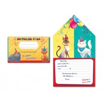 INVITACION A MI FIESTA ARGUVAL SOBRE GATOS BLISTER 8 MODELOS SURTIDOS