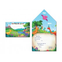 INVITACION A MI FIESTA ARGUVAL SOBRE DINOSAURIOS BLISTER 8 MODELOS SURTIDOS