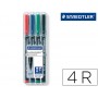 ROTULADOR STAEDTLER LUMOCOLOR RETROPROYECCION PUNTA DE FIBRA PERMANENTE 318 WP ESTUCHE 4 COLORES