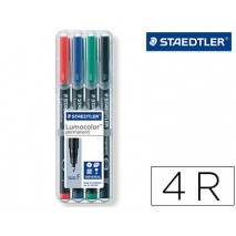 ROTULADOR STAEDTLER LUMOCOLOR RETROPROYECCION PUNTA DE FIBRA PERMANENTE 318 WP ESTUCHE 4 COLORES
