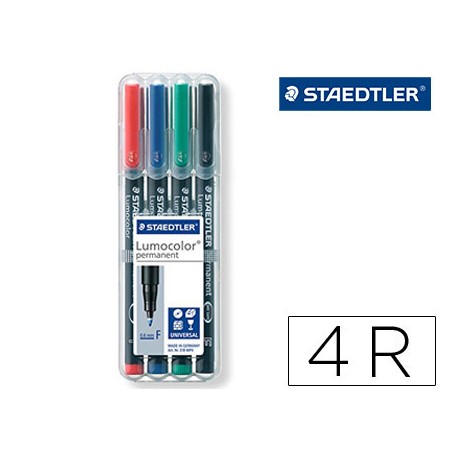 ROTULADOR STAEDTLER LUMOCOLOR RETROPROYECCION PUNTA DE FIBRA PERMANENTE 318 WP ESTUCHE 4 COLORES