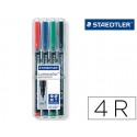 ROTULADOR STAEDTLER LUMOCOLOR RETROPROYECCION PUNTA DE FIBRA PERMANENTE 318 WP ESTUCHE 4 COLORES