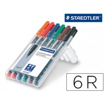 ROTULADOR STAEDTLER LUMOCOLOR RETROPROYECCION PUNTA DE FIBRA PERMANENTE 318 WP ESTUCHE 6 COLORES