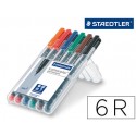 ROTULADOR STAEDTLER LUMOCOLOR RETROPROYECCION PUNTA DE FIBRA PERMANENTE 318 WP ESTUCHE 6 COLORES