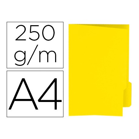 SUBCARPETA CARTULINA GIO DIN A4 PESTAÑA DERECHA 250 G/M2 AMARILLO