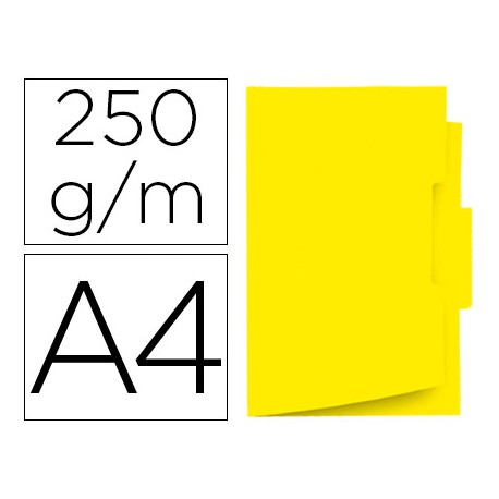SUBCARPETA CARTULINA GIO DIN A4 PESTAÑA CENTRAL 250 G/M2 AMARILLO