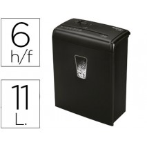 DESTRUCTORA DE DOCUMENTOS FELLOWES M-3C CAPACIDAD DE CORTE 6 HOJAS DESTRUYE GRAPAS CLIPS Y TARJETAS