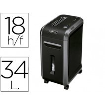 DESTRUCTORA DE DOCUMENTOS FELLOWES 99CI CAPACIDAD DE CORTE 18 HOJAS DESTRUYE GRAPAS CLIPS TARJETAS D