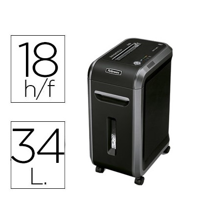 DESTRUCTORA DE DOCUMENTOS FELLOWES 99CI CAPACIDAD DE CORTE 18 HOJAS DESTRUYE GRAPAS CLIPS TARJETAS D