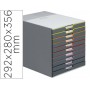 FICHERO CAJONES DE SOBREMESA DURABLE VARICOLOR APILABLES 10 CAJONES PLASTICO 292X280X356 MM
