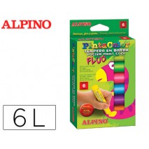 TEMPERA EN BARRA ALPINO PINTACOLOR CAJA DE 6 COLORES FLUOR SURTIDOS