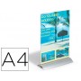 EXPOSITOR SOBREMESA DURABLE DOS CARAS CON FORMA T METACRILATO CON BASE DE ALUMINIO 323X212X85 MM