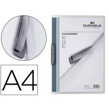 CARPETA DURABLE DURASWING DOSSIER PINZA LATERAL GIRATORIA POLIPROPILENO DIN A4 GRAFITO 30 HOJAS
