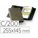 TARJETERO DURABLE VISIFIX 4 ANILLAS 25 FUNDAS CON INDICE ALFABETICO PARA 200 TARJETAS VISITAS 57X90