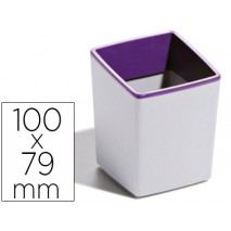 CUBILETE PORTALAPICES DURABLE PLASTICO COLOR GRIS/MORADO CON BASE ANTIDESLIZANTE 100X79X79 MM